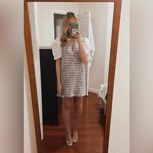 Zara puff sleeve tweed dress - XS